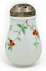New Martinsville Sugar Shaker Cherry Blossom Branch Motif Opal Glass with Lid - Picture 1 of 8