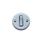 Push Button Switch 1 Gang Two-Way Surface Mounted White Diameter 2.5"