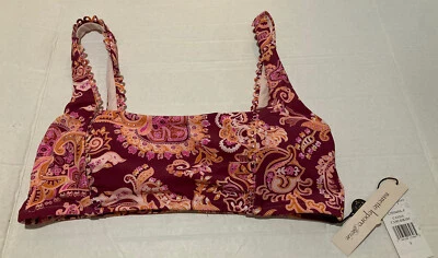 Nuevo con etiquetas Top de Bikini Nanette Lepore Cassia Cami 8 Paisley Borgoña Rosa Naranja Foto 1 de 4