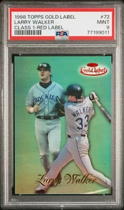 1998 TOPPS GOLD RED LABEL CLASS 1 PARALLEL #72 LARRY WALKER #/100 PSA 9 MINT NO↑ - Picture 1 of 2
