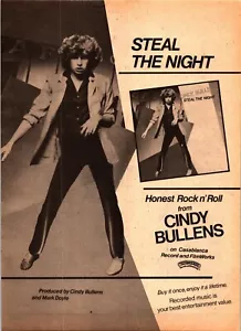 Anuncio impreso promocional álbum Cindy Bullens 1980 revista Creem Steal the Night - Imagen 1 de 1
