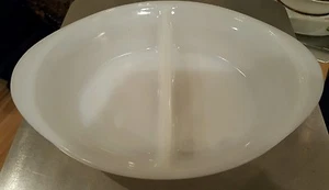 Vintage White Glasbake Oval Divided Casserole Baking Dish J239 - Picture 1 of 4