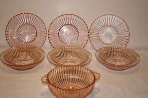 Queen Mary pink (3) Cereal Bowls, (3) Mayonnaise Liners, & (1) Handled Lug Soup - Picture 1 of 12