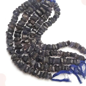 Natural Iolite Gemstone Faceted Beads Tumble Shape 8 Inch Strand 10-12 MM Beads - Picture 1 of 6