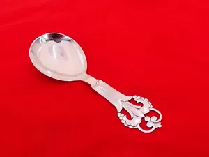 Beautiful Denmark Art Nouveau Sterling Silver Berry Spoon ZB-6 - Picture 1 of 4