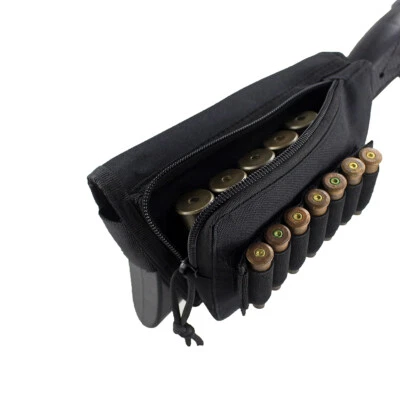 Tactical Buttstock Shotgun Rifle Stock Cheek Rest Ammo Shell Pouch Cartridge Bag - Image 1 of 4