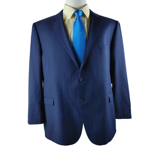 Tiglo Luxe 52R Super 150s Wool 2 Button Blue Striped Italian Sangria Suit Jacket - Picture 1 of 14