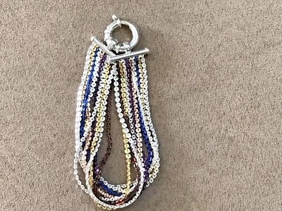 Sterling Silver 925 7 1/4 10 Strand Lumina MultiColor Bracelet Italian Milor QVC - Image 1 of 4