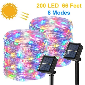 200 LED Solar Power String Fairy Lights 66FT Garden Outdoor Christmas Lamp -2PCS - Picture 1 of 8