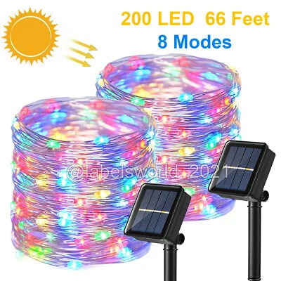 200 LED Solar Power String Fairy Lights 66FT Garden Outdoor Christmas Lamp -2PCS - Image 1 of 4