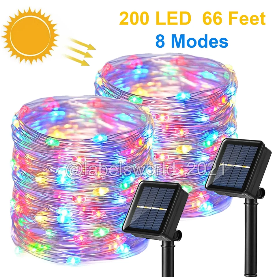 200 LED Solar Power String Fairy Lights 66FT Garden Outdoor Christmas Lamp -2PCS - Image 1 of 4