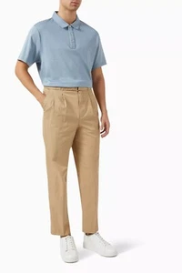 Michael Kors Stretch Cotton Belted Trousers - Khaki - W36 L32 - BNWT - Picture 1 of 4