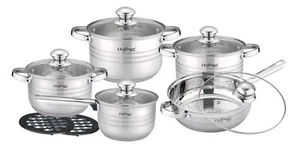 XXL 12-tlg Kochgeschirrset Induktion Kochtopf Topfuntersetzer Topf aus Edelstahl - Bild 1 von 6