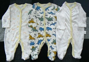 Newborn Long Sleeves Pajama Romper(0-3months)100%Cotton-3Pack - Picture 1 of 1
