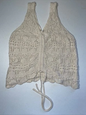 Blusa para mujer Jessica Simpson talla XS sin mangas marfil crochet Foto 1 de 4