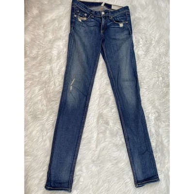 Rag & Bone Women's Distressed Skinny Jeans Size 26 Blue Destroyed - Image 1 of 4