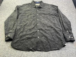 Tommy Bahama XL Shirt Black Floral Island Modern Fit Cotton Silk Button Up - Picture 1 of 8