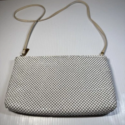 ВИНТАЖНЫЙ Whiting и Davis сетки сумочки (белый) арт-деко вечер сумка через плечо MCM - Изображение 1 из 4