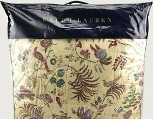 $450 RALPH LAUREN MAREN QUEEN COMFORTER RED FLOWER TROPICAL BIRDS BOTANICAL GOLD - Picture 1 of 11