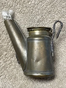 ANTIQUE TRETHAWAY BROS TEAPOT MINERS HEAD LAMP COPPER BRASS - Picture 1 of 7