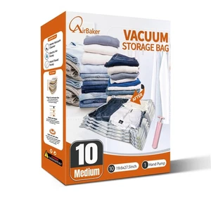 Vacuum Storage Bags for Clothing & Bedding, 10 Medium Space Saver Bags - Picture 1 of 7