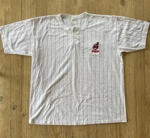 Vintage Cleveland Indians Nadelstreifen Jersey Henley Shirt XL Paramount Sportswear - Bild 1 von 4