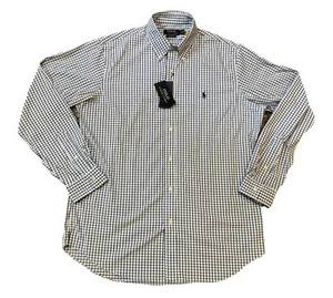 Polo Ralph Lauren Shirt Men Large Blue Plaid Classic Fit Performance Wick Stretc - Picture 1 of 17