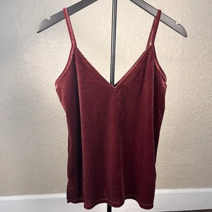 Old Navy Tank Top Damen XS Burgund Camisole Träger Samt Velour Party Goth - Bild 1 von 8