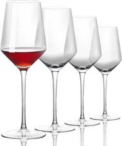 Crystal Wine Glasses Set of 4 - Hand Blown Red Wine or White Wine Glass - 14Oz - - Picture 1 of 12