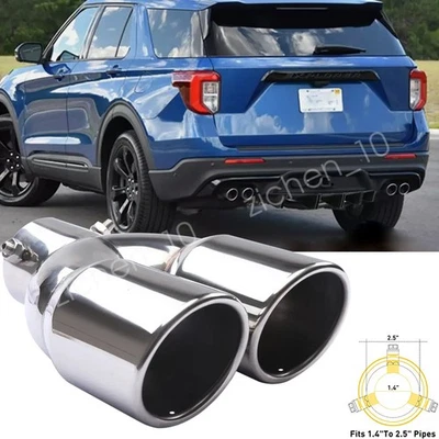 Rear Car Dual Exhaust Muffler Tip Tail Pipe Steel 2.5 Inlet For Ford Explorer ST - Изображение 1 из 4