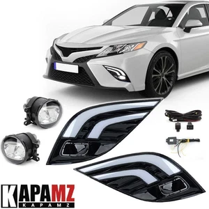 Pair For 2018 2019 2020 Toyota Camry SE XSE LED Fog Light Lamp w/ DRL Wiring Kit - Picture 1 of 19
