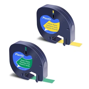 2× Minen Kunststoff Etikettenband für DYMO LetraTag 91332 91334 gelb grün 12mm×4m - Bild 1 von 10