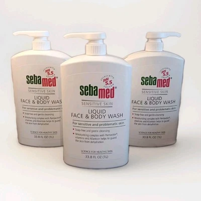 3x Sebamed Jabón Líquido Facial y Corporal Piel Sensible 100% Libre de Jabón 33.8 Fl OZ CADA UNO Foto 1 de 4