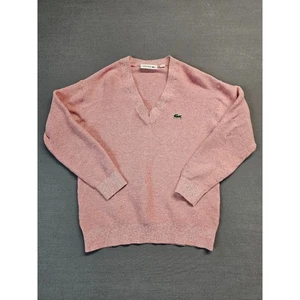 Lacoste V Neck Sweater Pink Heathered Knit Pullover Crocodile Logo Size 0 - Picture 1 of 6