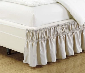 Bed Dust Ruffle Skirt Queen King Twin Full Size Wrap Around Elastic 18 Colors - Picture 1 of 1
