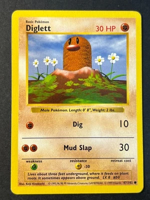 Diglett 47/102 Shadowless Base Set  - Pokemon Card WOTC C LP - Image 1 of 2
