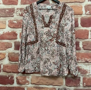 Camisa Jill Mujer Pequeña Rosa Floral Boho Campesina Túnica Manga Larga Top - Imagen 1 de 7
