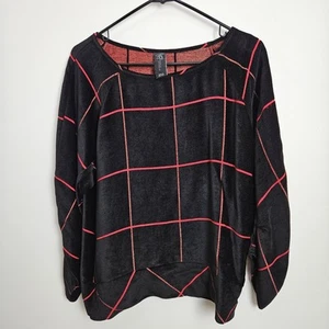 ZERO + MARIA CORNEJO Blouse Size 6 Black Red Grid Velvet USA MADE - Picture 1 of 8