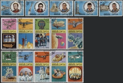 Estado de Omán 1970 2b-30b astronautas, cosmonautas, aviación/espacio, colección, CTO Foto 1 de 4