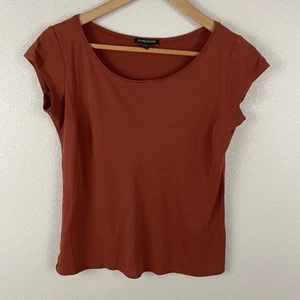 Eileen Fisher Womens PP Petite Brick Red 100% Silk Short Sleeve Shirt - Picture 1 of 4