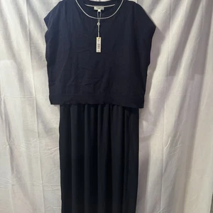 Max Studio London Damen Large dunkelmarine 2-teiliges ärmelloses Kleid mit Pullover neu mit Etikett - Bild 1 von 9
