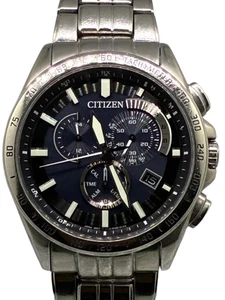 CITIZEN Eco-Drive E610 Radio-Controlled Chronograph Solar 45mm Black Dial Used - Picture 1 of 7