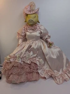 Bambola vintage porcellana maiale dama 20" - Foto 1 di 8