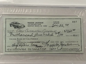 Reggie Jackson Signed Check Yankees Autograph PSA/DNA Authentic Auto - Picture 1 of 4