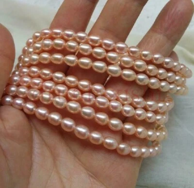 100" Pink AAAA South Sea Endless Rope Real Pearl Necklace 14k Yellow Gold Plated - Image 1 of 4