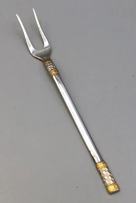 Golden Aegean Weave by Wallace Sterling Olive or Pickle Fork 6" - Image 1 of 2