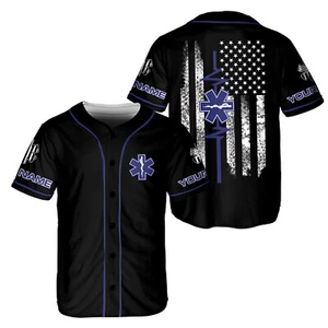 Personalized EMT EMS Paramedic Baseball Jersey Shirt, EMS EMT Paramedic Uniform - Picture 1 of 5