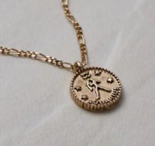 Aquarius Zodiac Coin Pendant Necklace - Gold Urban Outfitters BNWT P&P FREE