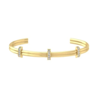 Brazalete brazalete de diamantes cultivados en laboratorio redondo de 0,40 quilates de oro amarillo de 10 k para hombre de 7,5" Foto 1 de 4