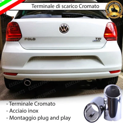 TERMINALE DI SCARICO SINGOLO PER MARMITTA TONDO CROMATO INOX VW POLO 6C 6R - Immagine 1 di 4